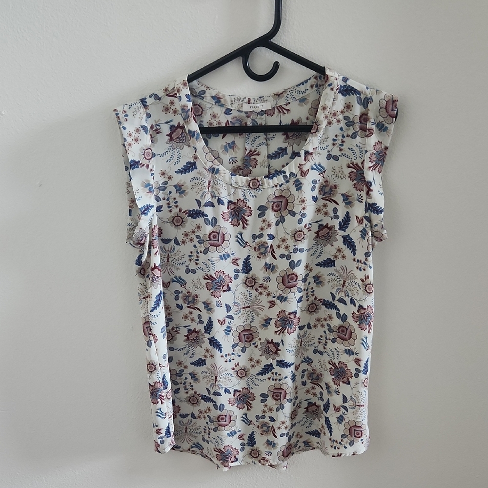 Pleione Floral Blouse White and Pink